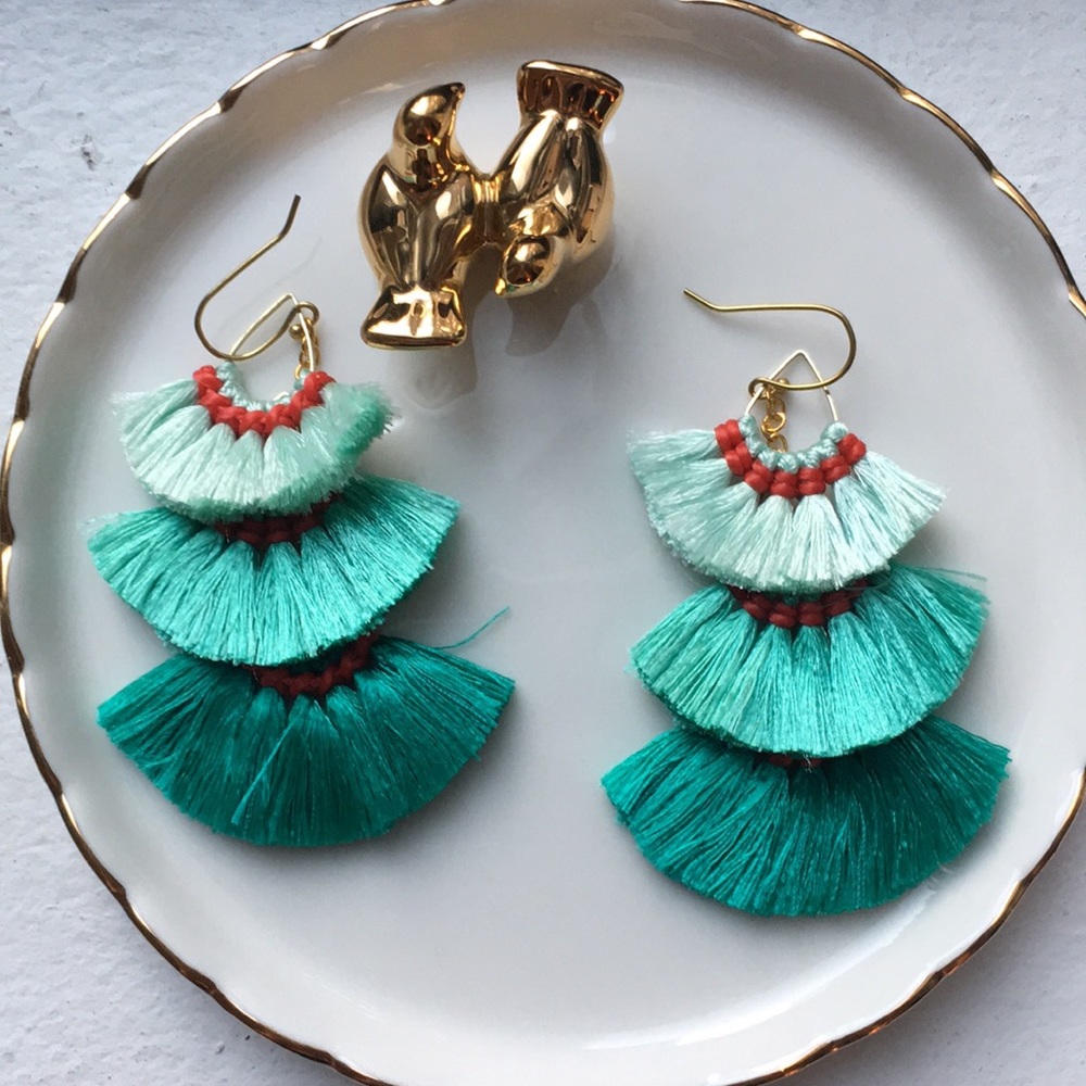 Handmade in my studio  - 3 tassel ombré turquoise